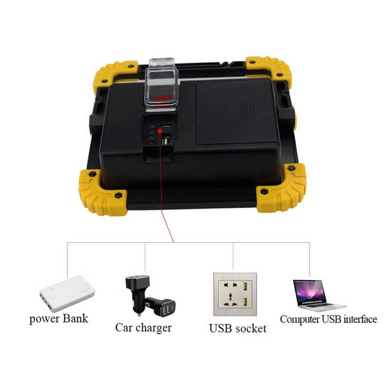 Lempos LED nešiojamas prožektorius Led darbinis žibintas įkraunamas 18650 baterijos lauko šviestuvas, skirtas medžioklei, kempingo LED žibintuvėlis