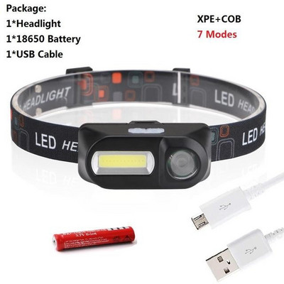6000 lumeni far cu LED-uri 6 moduri XPE + COB far cap lanternă lanterna cap cu baterie 18650 pentru pescuit vânătoare