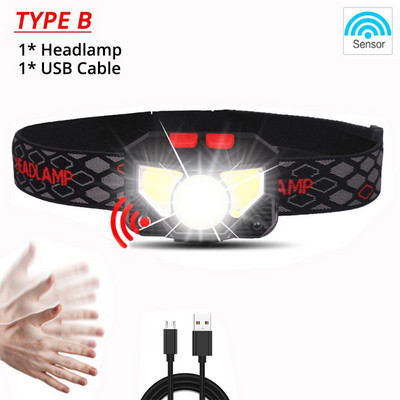 Szuperfényes kihangosító LED-es fejlámpa mozgásérzékelős fejlámpa LED-fényszóró zseblámpa Beépített induktív akkumulátor hordozható dobozzal