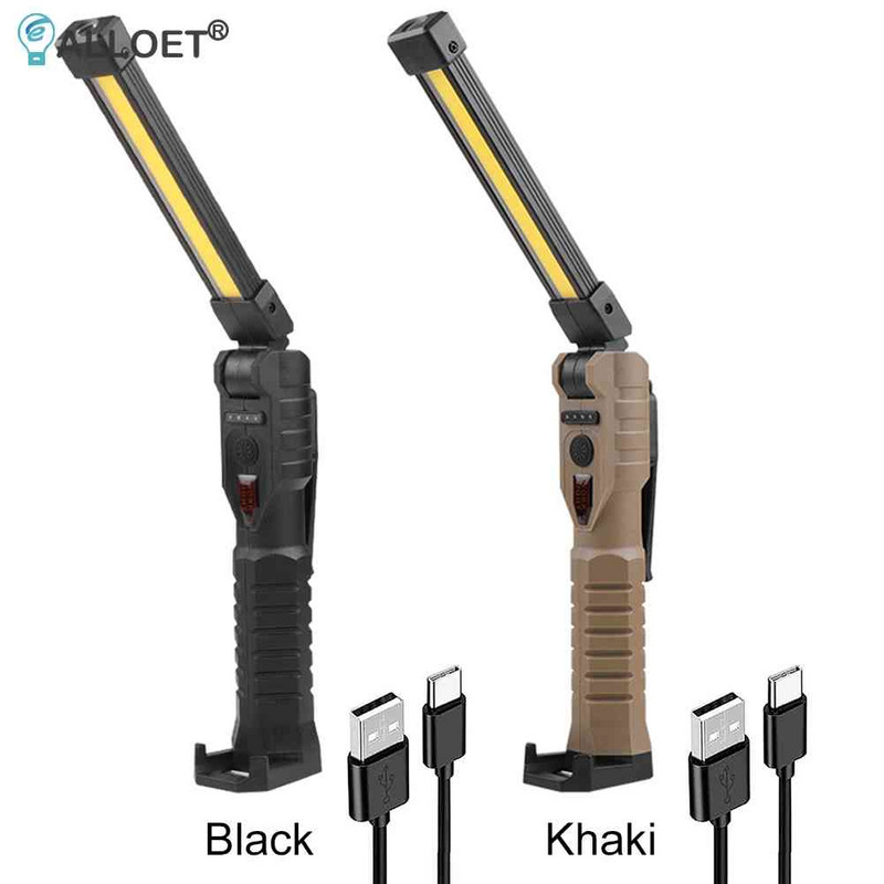 Rankinis 400 liumenų C tipo USB įkraunamas žibintuvėlis, skirtas lauko automobilių remontui, darbo lemputė su galios indikatoriumi