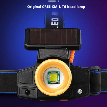 Слънчев сензор Led фар USB акумулаторна вградена 18650 батерия фар Zoom водоустойчив XM-L T6 фенерче фенерче светлина