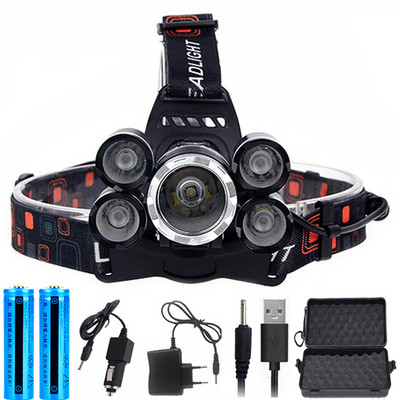 C2 8000 Lumen Hight Power Light 5 led fényszóró fényszóró t6 LED fejlámpa fény 18650 újratölthető hal elemlámpa zseblámpa lámpa