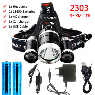 C2 8000 Lumen Hight Power Light 5 led fényszóró fényszóró t6 LED fejlámpa fény 18650 újratölthető hal elemlámpa zseblámpa lámpa