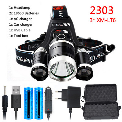 C2 8000 Lumen Hight Power Light 5 led fényszóró fényszóró t6 LED fejlámpa fény 18650 újratölthető hal elemlámpa zseblámpa lámpa