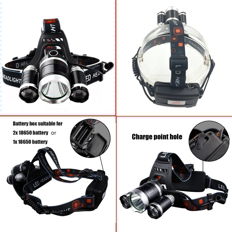 C2 8000 Lumen Hight Power Light 5 led fényszóró fényszóró t6 LED fejlámpa fény 18650 újratölthető hal elemlámpa zseblámpa lámpa