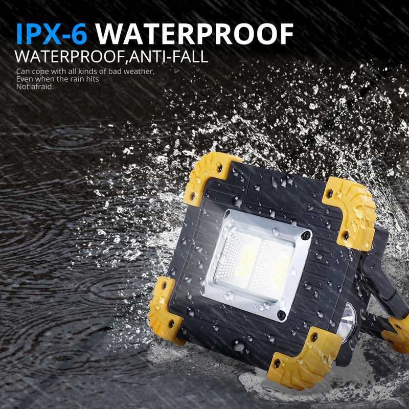 300 W Galingas LED nešiojamasis prožektorinis darbinis žibintas USB įkraunamas LED žibintuvėlis lauko šviestuvas medžioklei kempingo 18650 baterija