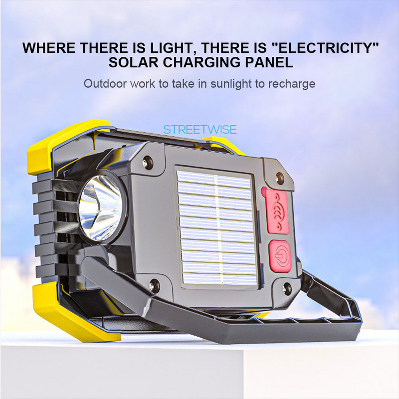 800 W nešiojamieji LED saulės žibintai Super ryškus darbinis žibintas USB įkraunamas prožektorius lauko maitinimo banko žibintuvėlis stovyklavimo remonto lempa