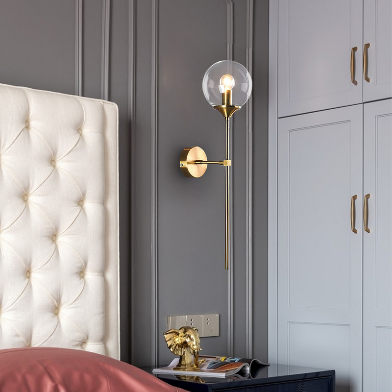 Lampă de perete nordică modernă din sticlă, cu LED-uri, pentru bucătărie, baie, oglindă, iluminat interioară, corpuri de iluminat, decor acasă, E14