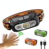 Mini lanternă reîncărcabilă cu senzor puternic Pescuit Camping USB Lanternă COB LED Lampă frontală Lanternă Lanternă frontală