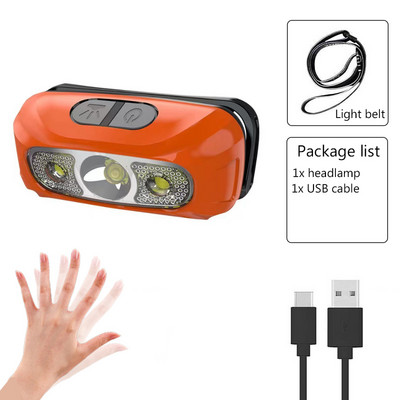 Mini lanternă reîncărcabilă cu senzor puternic Pescuit Camping USB Lanternă COB LED Lampă frontală Lanternă Lanternă frontală