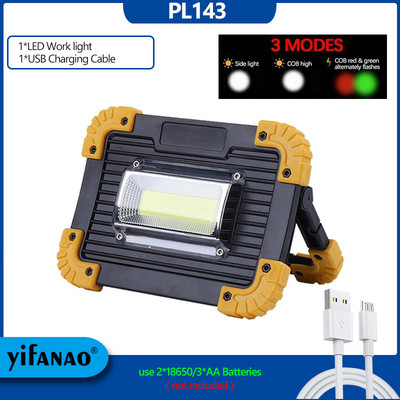 100 W nešiojamasis LED prožektorius 3000LM itin ryškus LED darbinis žibintas, įkraunamas USB, skirtas 18650 lauko stovyklavimo lempai.