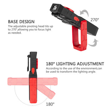 Магнитна COB LED работна светлина USB зареждане Фенерче Инспекционна светлина Удобен фенер Преносим фенер с кука Мобилна захранваща банка