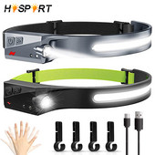 Lampă frontală XPE COB LED, lanternă reîncărcabilă prin USB, comutator inductiv, far, extensibil, cu senzor puternic