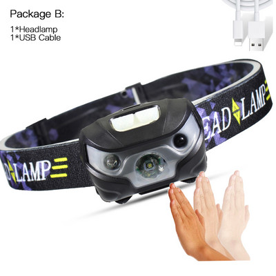 Super jasný MINI LED čelovka so vstavanou batériou, indukčným senzorom, nabíjateľná cez USB, 6000LM, 5 režimov LED svetlometu na beh vonku