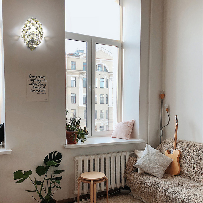 Moderna kristāla sienas lampas lampiņa LED sienas gaismas armatūra mājas guļamistabai gaiteņa iekštelpu apgaismojumam Caurspīdīgs / purpursarkans/dzintars AC110-240V