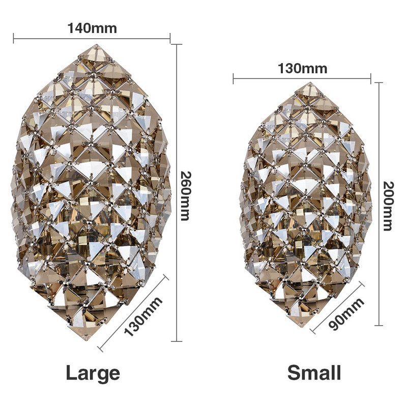 Moderna kristāla sienas lampas lampiņa LED sienas gaismas armatūra mājas guļamistabai gaiteņa iekštelpu apgaismojumam Caurspīdīgs / purpursarkans/dzintars AC110-240V