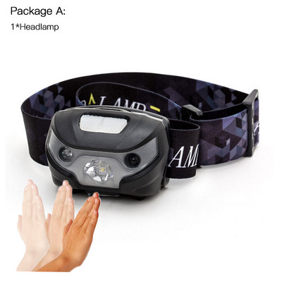 Induktív szenzoros LED fejlámpa 6000LM Szuper fényes Beépített akkumulátor USB újratölthető 5Modes LED fényszóró futáshoz, horgászathoz