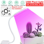 80W LED Grow Light DC 5V Teljes spektrumú Fitolampy USB termesztő lámpa Piros Kék Led Növénytermesztő Lámpák Fito lámpák Virágokhoz Zöldségekhez