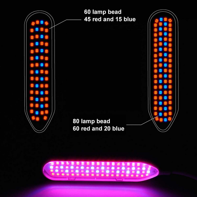 80W LED Grow Light DC 5V Teljes spektrumú Fitolampy USB termesztő lámpa Piros Kék Led Növénytermesztő Lámpák Fito lámpák Virágokhoz Zöldségekhez