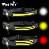 COB+XPE LED čelovka so senzorom, 350lm, nabíjateľná čelovka s USB TYPE-C a vstavanou batériou 18650, predné lampy