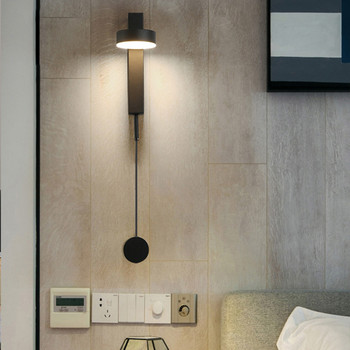 Скандинавска модерна стенна лампа Спалня Нощно шкафче Въртящ се превключвател за димер LED стенна лампа Минималистична всекидневна Пътека Коридор Lightin