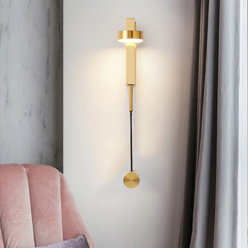 Скандинавска модерна стенна лампа Спалня Нощно шкафче Въртящ се превключвател за димер LED стенна лампа Минималистична всекидневна Пътека Коридор Lightin