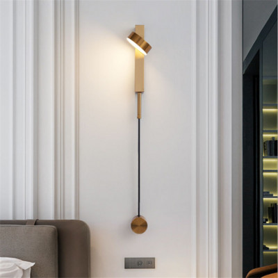 Aplică de perete modernă scandinavă dormitor noptiera întrerupător rotativ cu reglaj de perete cu LED Lampă de perete minimalistă sufragerie culoar hol