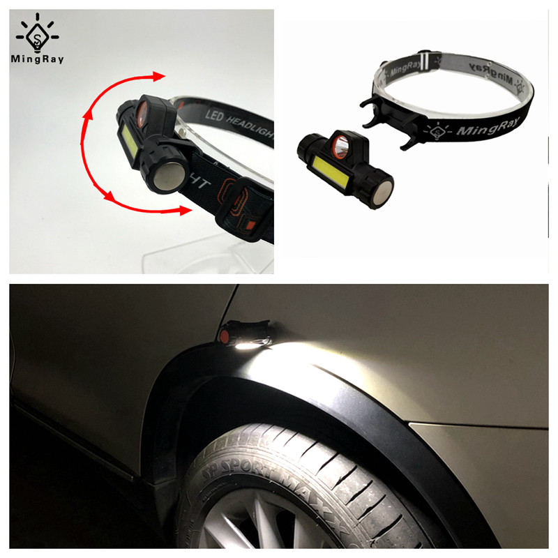 MingRay 2020 nou design 2 în 1 USB reîncărcabil cu lumeni mari COB far lampă LED cu zoom cu magnet pentru urgență auto