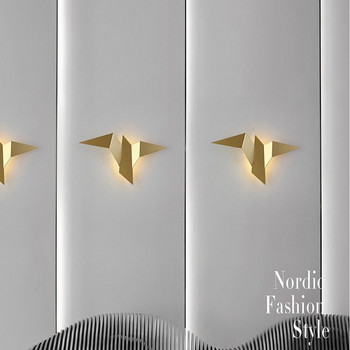 Стенна лампа за птици Nordic LED Фон за всекидневна Стена Нощно шкафче Декорация на дома Атмосферна лампа Вътрешно осветление Стенен аплик