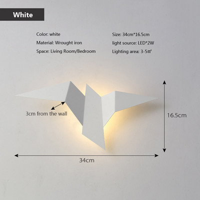 Putnu sienas lampa Ziemeļvalstu LED dzīvojamās istabas fona siena pie gultas Mājas apdare Atmosfēras lampa iekštelpu apgaismojuma sienas lampiņa