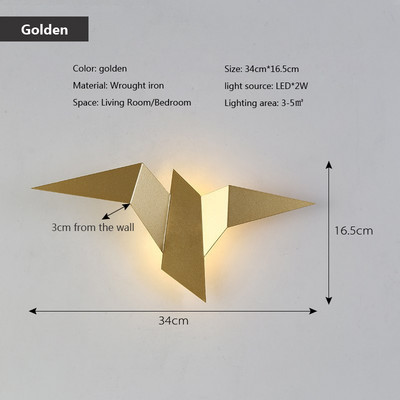Putnu sienas lampa Ziemeļvalstu LED dzīvojamās istabas fona siena pie gultas Mājas apdare Atmosfēras lampa iekštelpu apgaismojuma sienas lampiņa
