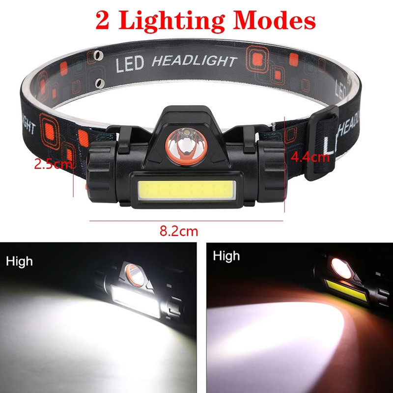 Mini far portabil LED XPE + COB LED far lampă lanternă lanternă lanterna cap baterie încorporată pentru camping