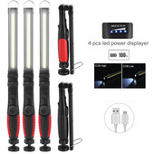 Összecsukható 30 W-os COB LED vészhelyzeti zseblámpa Smart 3000 mAh USB újratölthető munkalámpa 180°-os ellenőrző lámpa 5 üzemmódú kempinglámpás