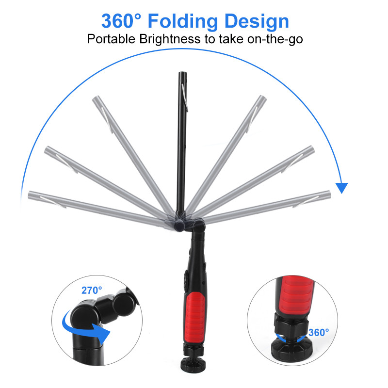 Összecsukható 30 W-os COB LED vészhelyzeti zseblámpa Smart 3000 mAh USB újratölthető munkalámpa 180°-os ellenőrző lámpa 5 üzemmódú kempinglámpás