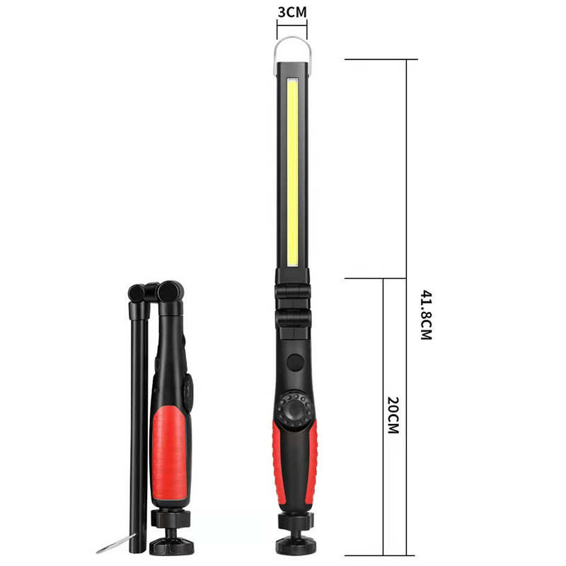 Összecsukható 30 W-os COB LED vészhelyzeti zseblámpa Smart 3000 mAh USB újratölthető munkalámpa 180°-os ellenőrző lámpa 5 üzemmódú kempinglámpás