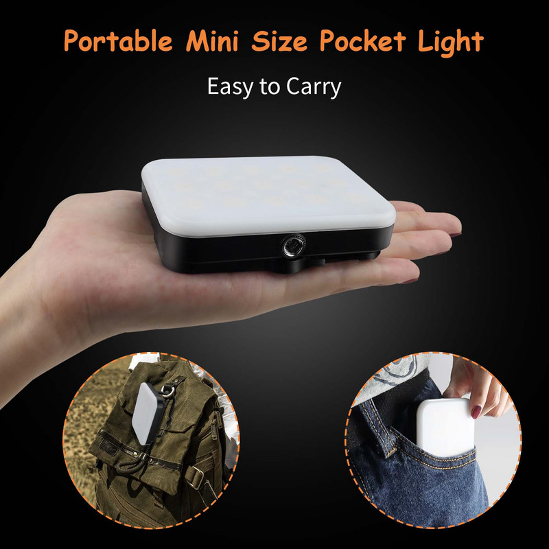 Svetlá pre videokamery Prenosné mini vreckové výplňové svetlo Vlog Fotografia LED Výkonné svietidlo Nabíjateľná lampa Kempovacie svetlo