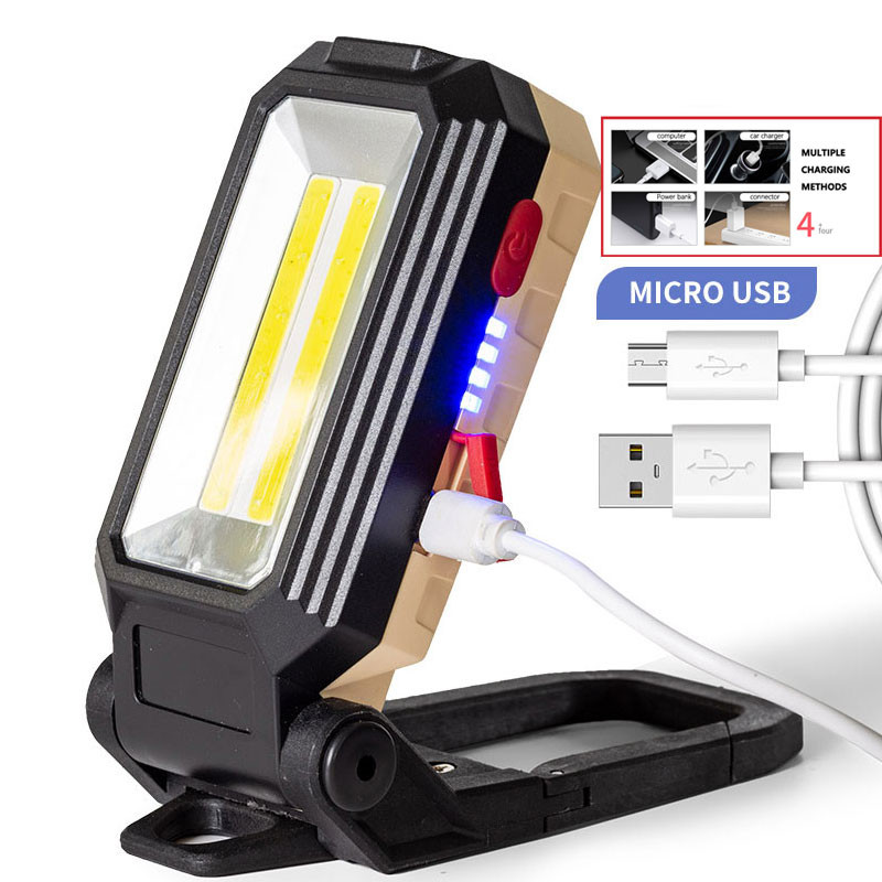 Lanternă de lucru COB reîncărcabilă prin USB Lanternă LED portabilă, reglabilă, rezistentă la apă, design cu magnet cu afișaj de putere