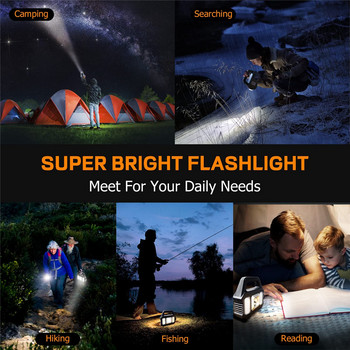 Ηλιακός Φακός Χειρός Usb Επαναφορτιζόμενος Φωτισμός Κάμπινγκ Super Bright LED Searchlight Αδιάβροχο φορητό σποτ έκτακτης ανάγκης