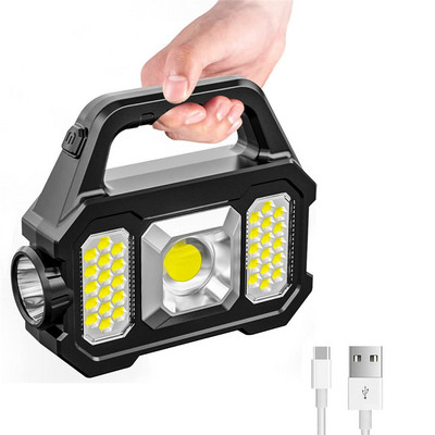 Lanternă solară de mână, reîncărcabilă prin usb, pentru camping, fară de căutare cu LED-uri super-luminoasă, impermeabilă, portabilă, de urgență