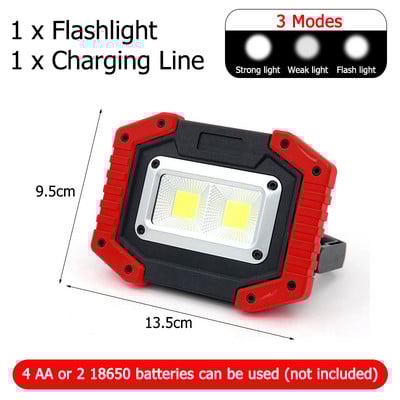 Spot cu LED portabil Lumină de lucru LED super luminoasă, reîncărcabilă prin USB pentru lampă de camping în aer liber, lanternă cu LED, lampă COB reglabilă