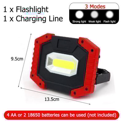 Spot cu LED portabil Lumină de lucru LED super luminoasă, reîncărcabilă prin USB pentru lampă de camping în aer liber, lanternă cu LED, lampă COB reglabilă