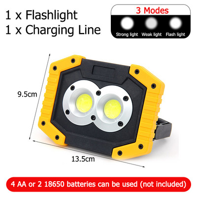 Spot cu LED portabil Lumină de lucru LED super luminoasă, reîncărcabilă prin USB pentru lampă de camping în aer liber, lanternă cu LED, lampă COB reglabilă