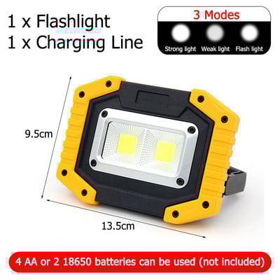 Spot cu LED portabil Lumină de lucru LED super luminoasă, reîncărcabilă prin USB pentru lampă de camping în aer liber, lanternă cu LED, lampă COB reglabilă