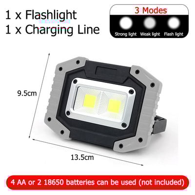 Spot cu LED portabil Lumină de lucru LED super luminoasă, reîncărcabilă prin USB pentru lampă de camping în aer liber, lanternă cu LED, lampă COB reglabilă