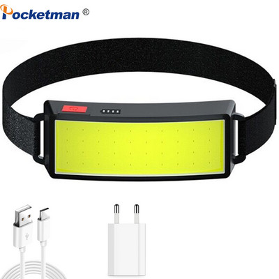 Laia valgusvihuga, tugeva võimsusega COB LED-esituli USB-laetav esilatern kaasaskantav esilamp Sisseehitatud akuga esituli