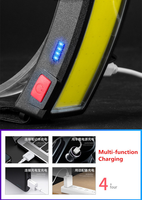 Laia valgusvihuga, tugeva võimsusega COB LED-esituli USB-laetav esilatern kaasaskantav esilamp Sisseehitatud akuga esituli