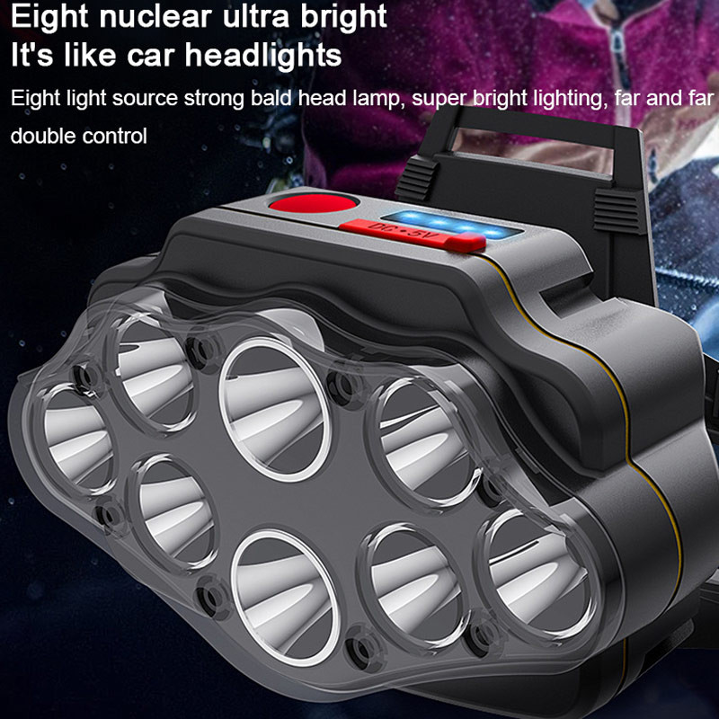 Lampă frontală cu 12 LED-uri, far reîncărcabilă prin USB, lanternă de camping super luminoasă, impermeabilă, pentru pescuit în aer liber, pentru drumeții.