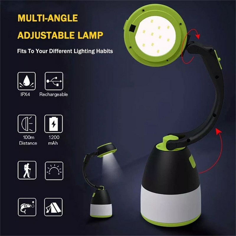 Lampă de camping reîncărcabilă 3 în 1 cu USB, lampă de lectură, lumină de noapte, Power Bank, lanternă portabilă de urgență în aer liber, lanternă cu LED