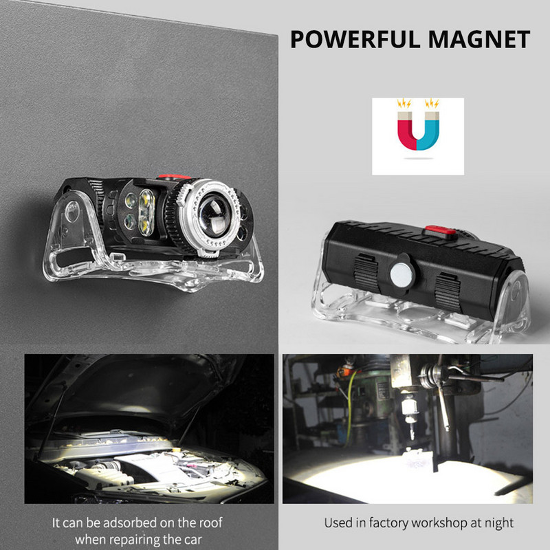 Far cu LED reîncărcabil super luminos, far cu 7 margele de lampă, far impermeabil pentru pescuit, far de lucru cu magnet