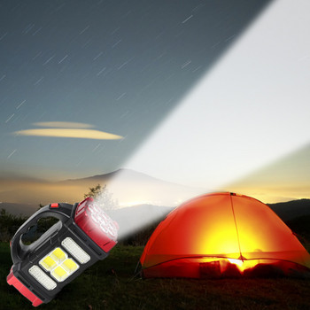 Φορητός ηλιακός φακός LED COB Φώτα εργασίας Φωτιστικό κάμπινγκ USB Επαναφορτιζόμενο φορητό φανάρι Εξωτερικού φακού Power Bank